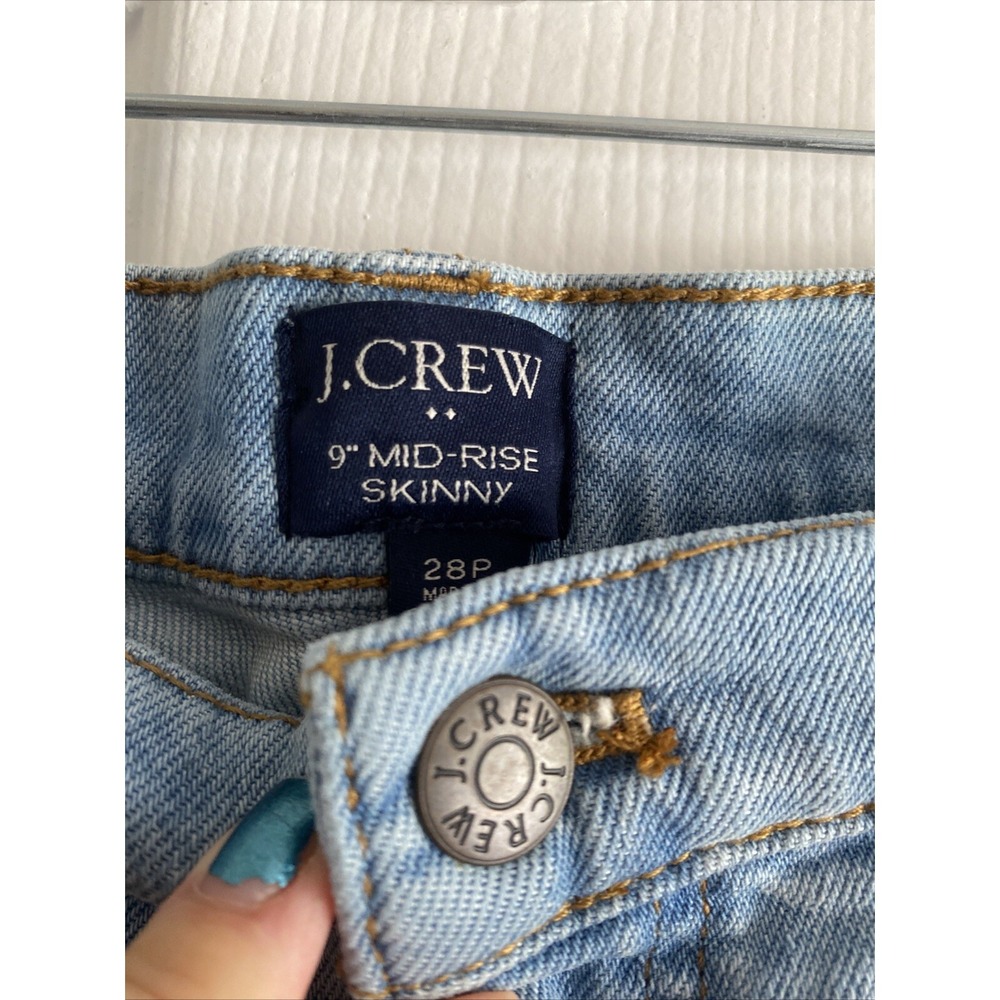 J. Crew Women's 28P 9" Mid Rise Light‎ Wash Skinny Jeans - Picture 5 of 7